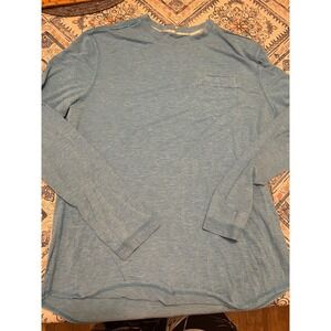 Lululemon Mens Long Sleeve Athletic Shirt Blue Heathered Pocket Crew Neck Top